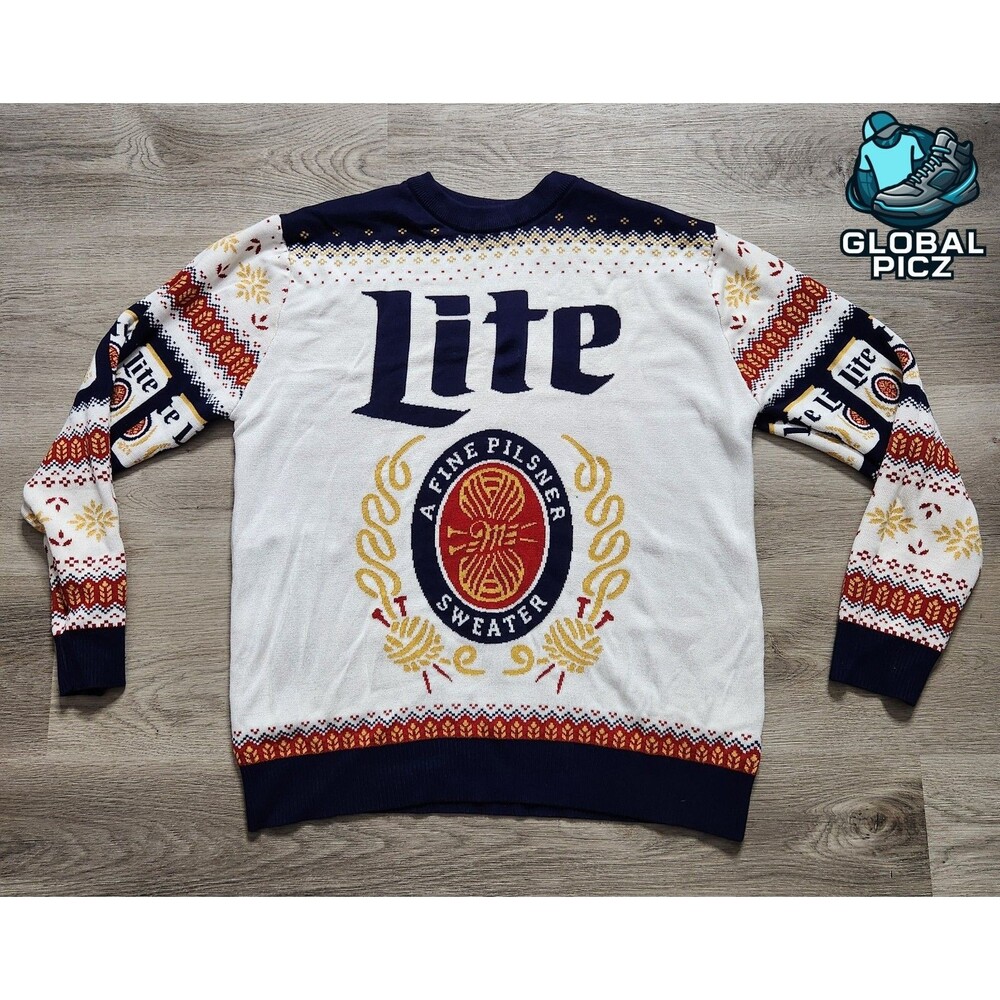 Miller Lite Party Knit Adult Ugly Sweater size XL
